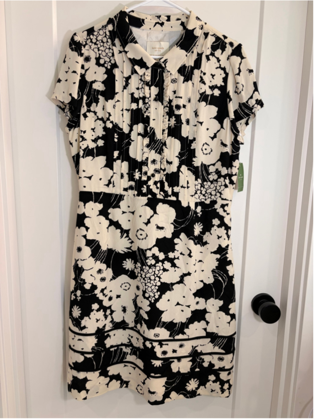 Women's Kate Spade Melinda Floral Silk Shirtdress Black Poppy NWT Size 10